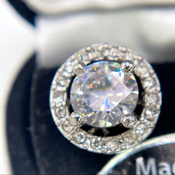 Convertible Halo Stud Crystal Earrings - Picture 4 of 8